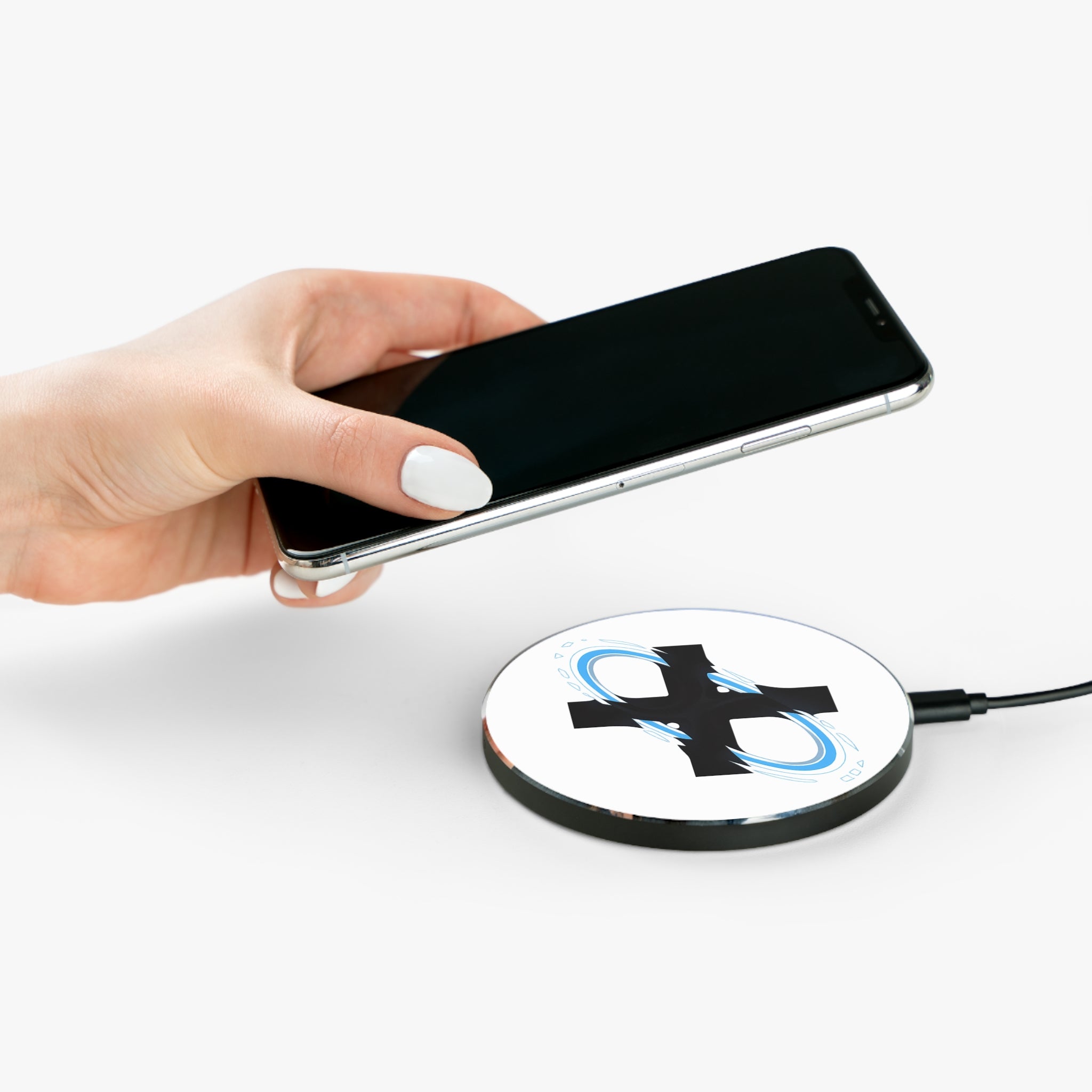 Wireless Charger — Blue Swirl Cross Fast Wireless Charging Pad